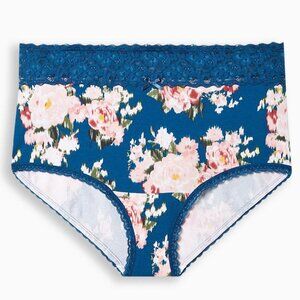 NWT Torrid Cotton Mid-Rise Brief Panty Nice ikat floral blue Size 4